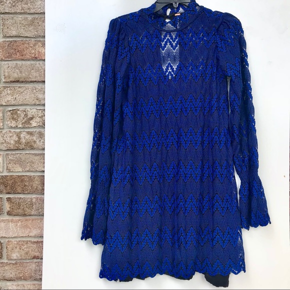 Free People blue lace and black dress - Picture 4 of 6